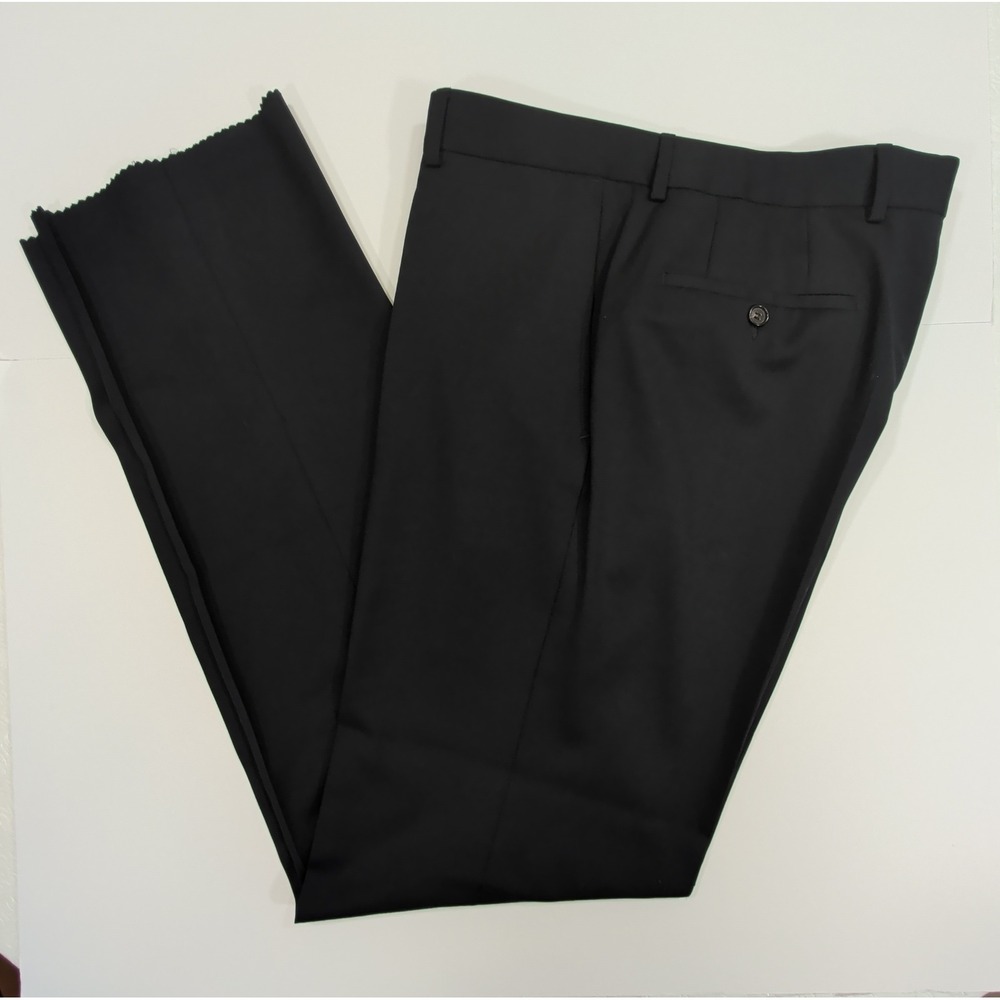 Hugo Boss Mens Pasolini Movie 42R Black Virgin Wool Suit Pants Luxury Deadstock